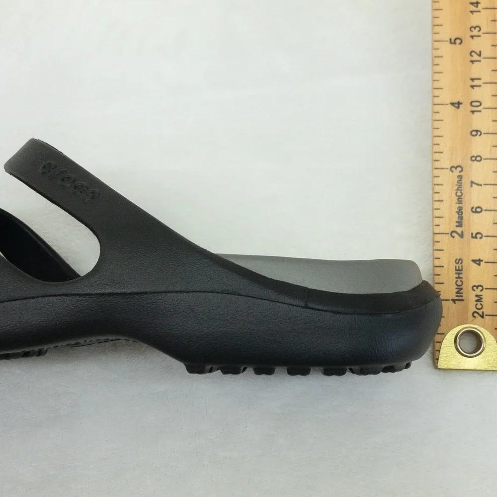 Crocs Meleen Slides Sandals Womens 7 Black Grey Comfort Lightweight Strappy